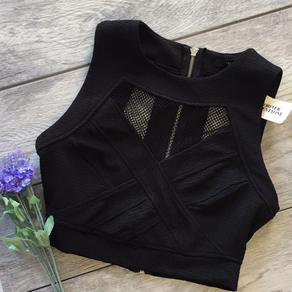 F21  Crop Top Mesh and Exposed Back Zipper